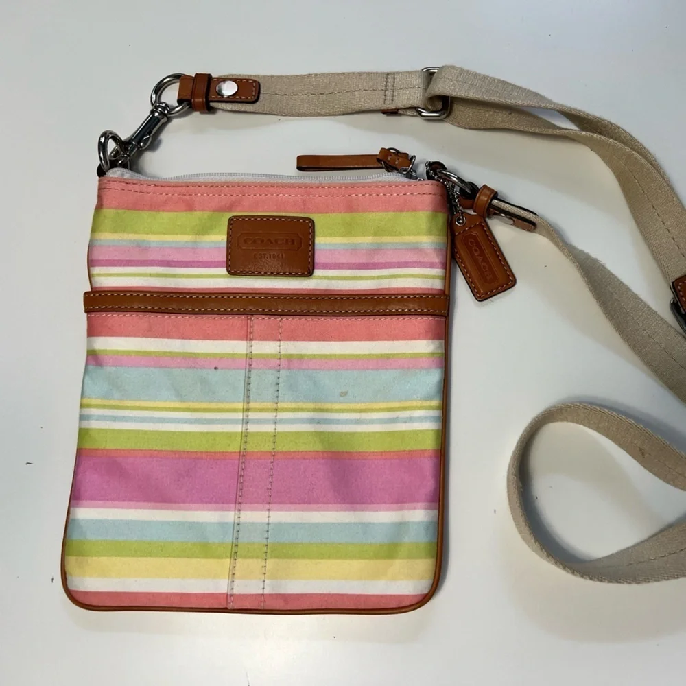 Vintage Coach Hampton Pastel Stripe Crossbody Bag